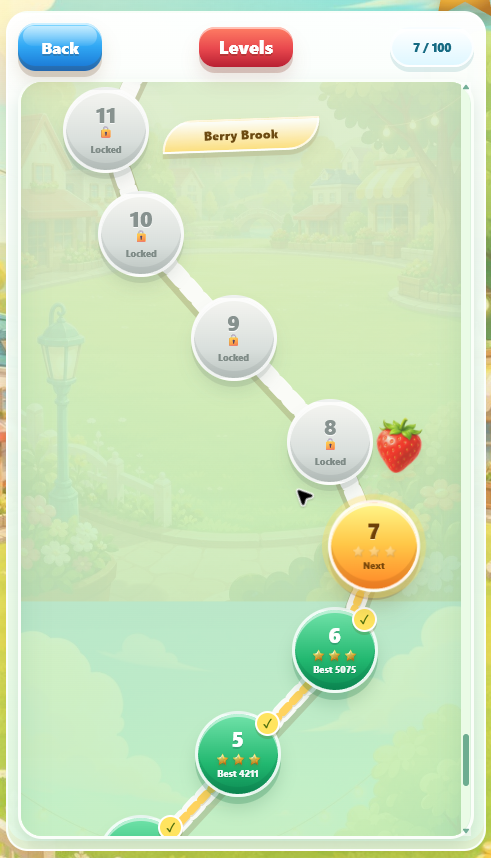 Fruit Town Pop screenshot: Travel the tropical adventure map